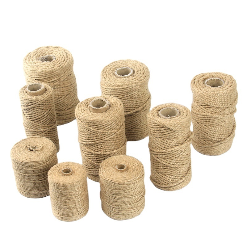 100% jute yarn 2mm 2 ply jute rope high quality natural 100% hemp yarn weaving for crochet and hand knitting  hemp cord