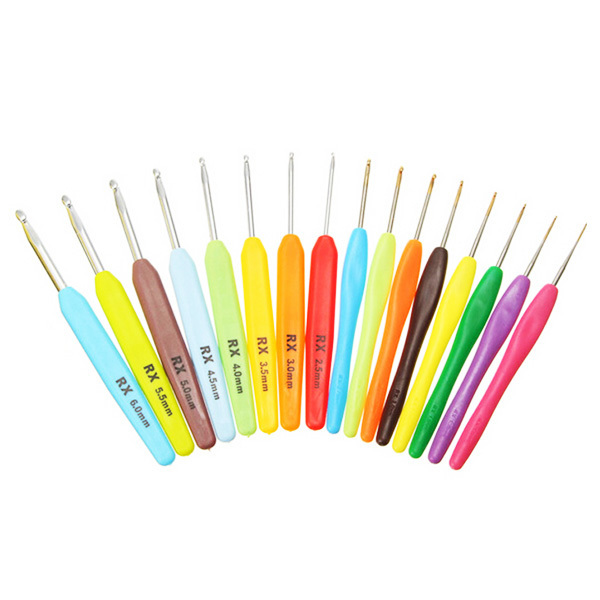 Charmkey stainless steel plastic handle crochet hooks sets for knitting needles