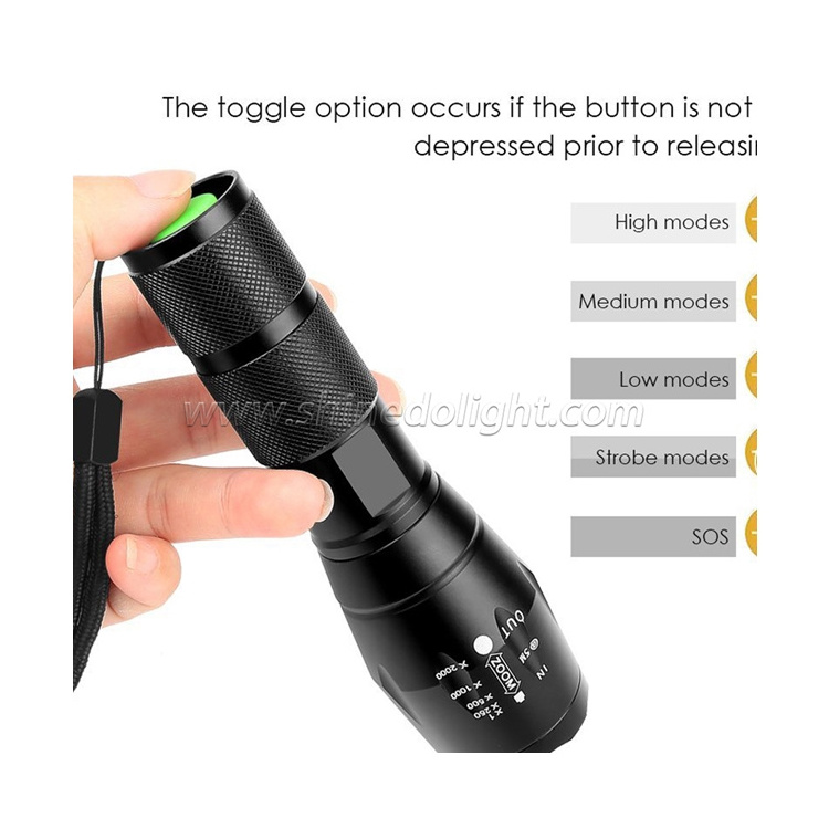 New Flashlight Hand Led Flash Torch Light Outdoor 1200 Lumen Xml T6 Waterproof Led Zoomable Flashlight 2024