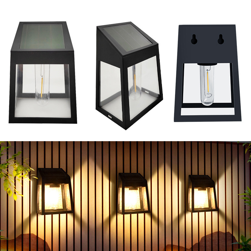 NEW 2024 new waterproof tungsten filament bulb solar power wall light outdoor for patio front door 2024