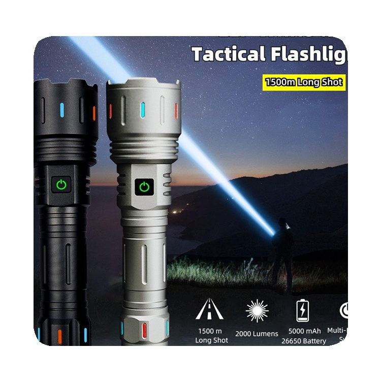 2024NEW High Power 30w Led Flashlight Spotlight Long Range Type-c Fast Charging With Fluorescent Night Light Tactical Flashlight