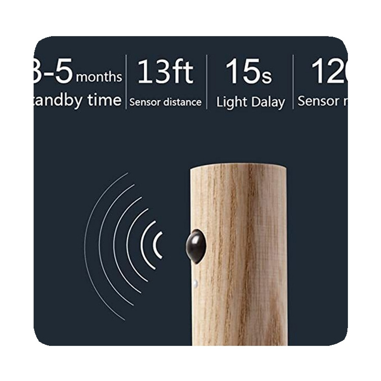 NEW Wooden Portable Wireless Intelligent USB Charging Home Wall Lamp LED Magnetic Auto PIR Stick Motion Sensor Night Light 2024