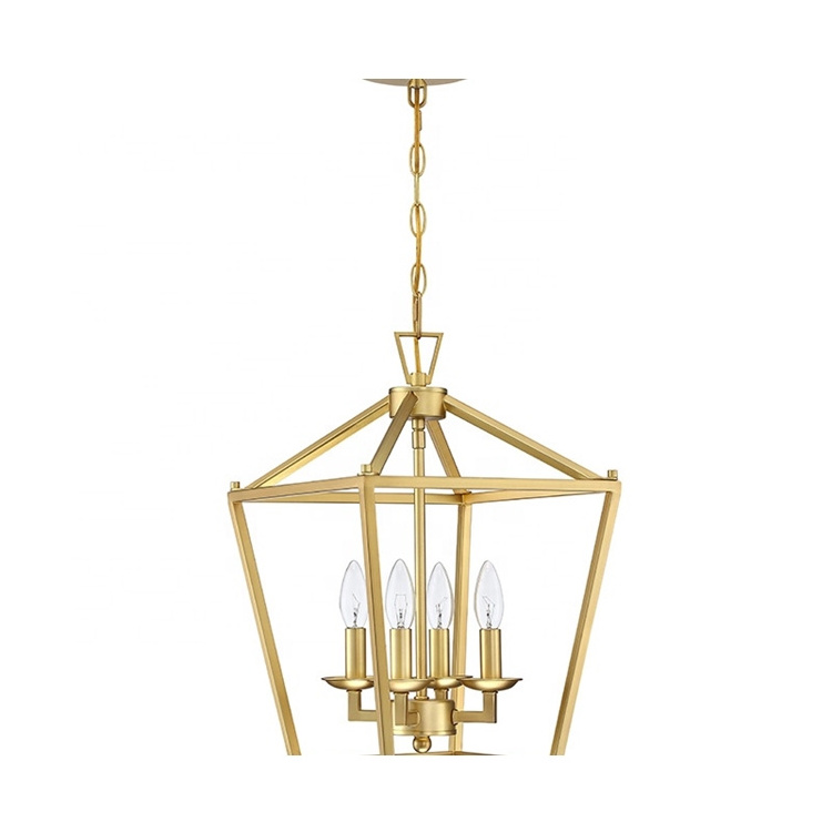 New 4-light Gold Farmhouse Lantern Modern Chandelier Light Fixture Black    Lantern Pendant Light Fixture Adjustable Chain,