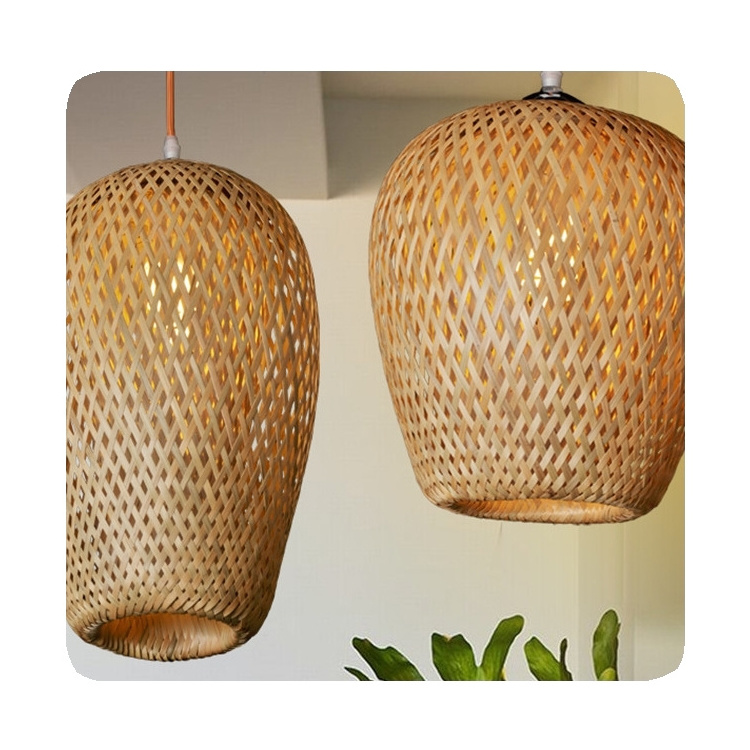 New Modern Handmade Wicker Rattan Hanging Lamp Retro Simple Design Lighting For Home Woven Chandelier Pendant Light 2024