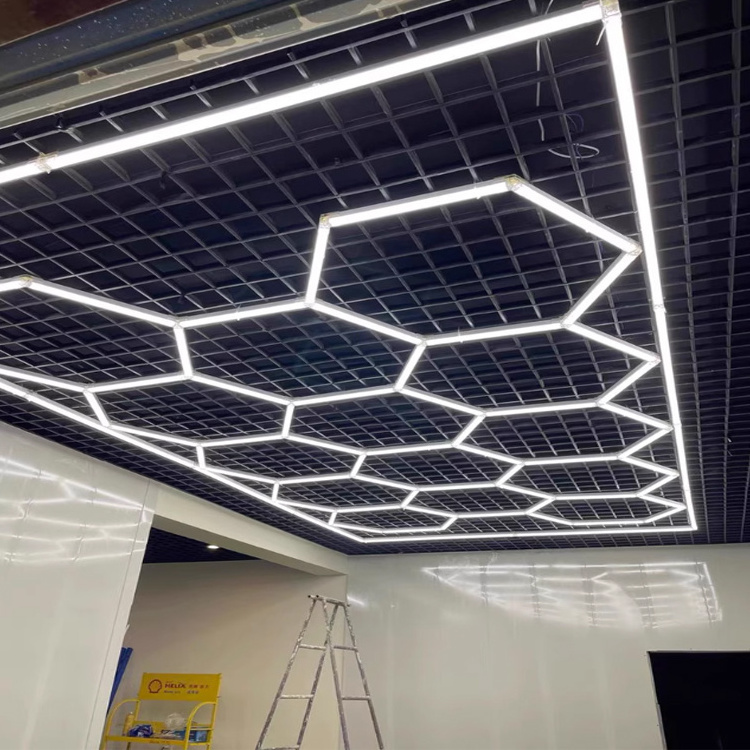 New Hexagon Garage Lamp Detailing Workshop Ceiling Led Lights For Car Shop And Garage Honeycomb Lights Hexagonal Led Light 2024