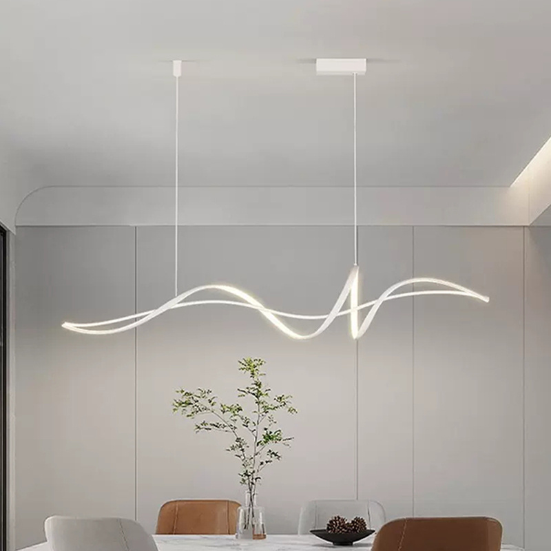 New Minimalist Line Contemporary Pendant Lights Ceiling Light Chandeliers Design Black Living Room Glass Led Chandelier Modern 2