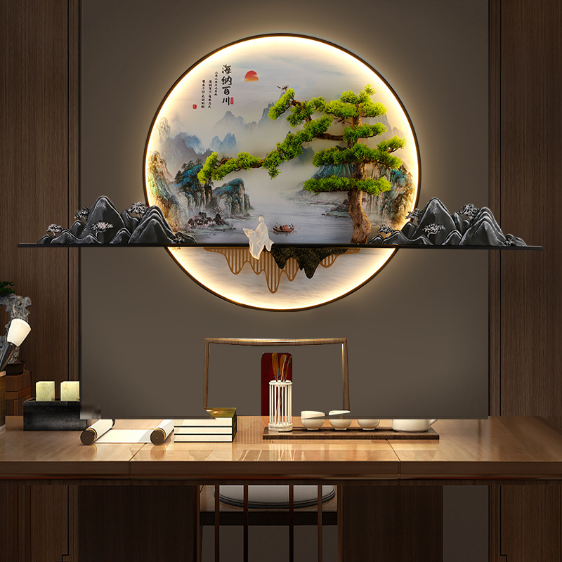 New Modern Picture Wall Light Led Chinese Landscape Mural Sconce Lamp For Home Living Room Study Bedroom Decor 2024