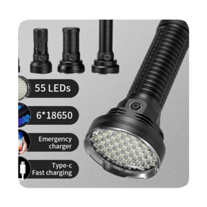 New Flood Light 65000 Lumens Long Range Power Rechargeable Torch Super Tactical Flashlight 2024