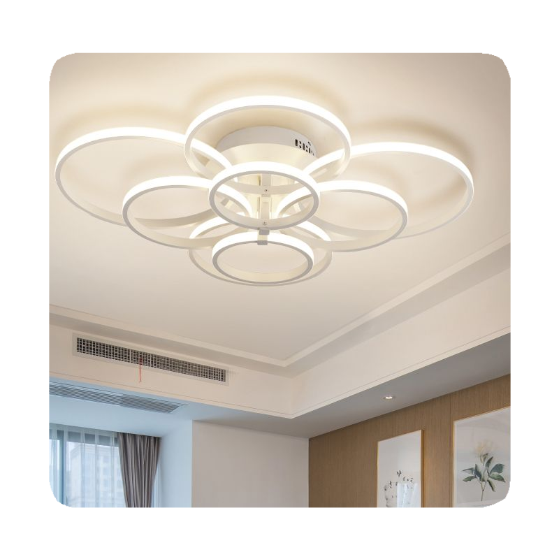 New Modern Ceiling Light For Living Room Decorations Bedroom Loft Led Chandelier Brown Square Lamp With Remote Dimmable 2024