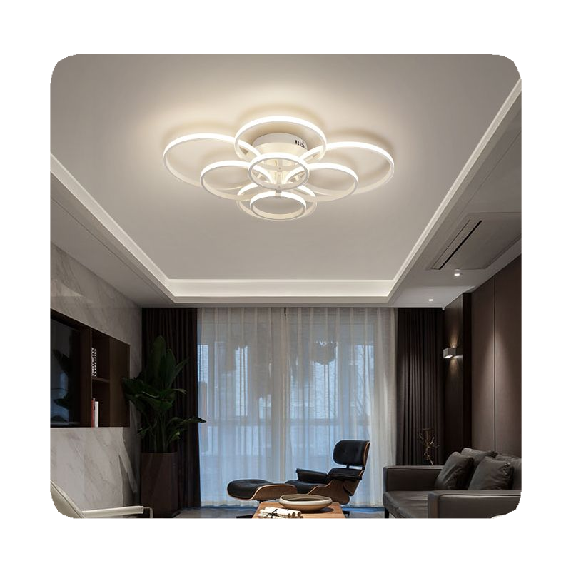 New Modern Ceiling Light For Living Room Decorations Bedroom Loft Led Chandelier Brown Square Lamp With Remote Dimmable 2024