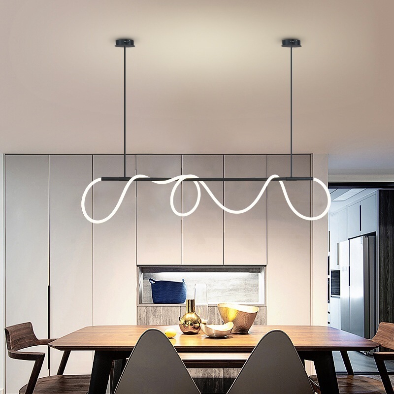 Zhongshan Restaurant Art Acrylic Flexible Tube Led Decorative Pendant Lighting Luxury Lamps Modern Rope Chandelier Living Room