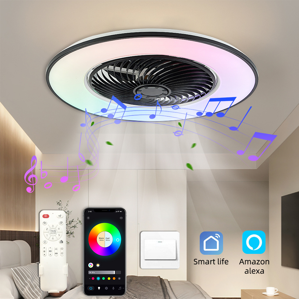 ceiling fan New Living Room Chandelier Ceiling Fan With Light Home Wifi Music Voice Remote Control Rgb Ceiling Fans With Lights 2024