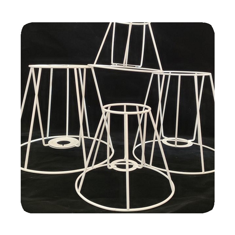 New Diy Custom Made Kd Drum Empire Rectangle White Painted Iron Wire Frame Lamp Shade Lampshade 2024