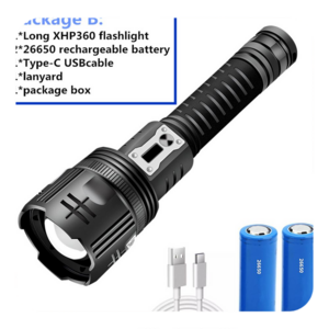 NEW Liangte 8080 High Power Brightness 36 Core 360 Core Aluminum Self-defense Flashlight Type-c Rechargeable Xhp360 Flashlight 20