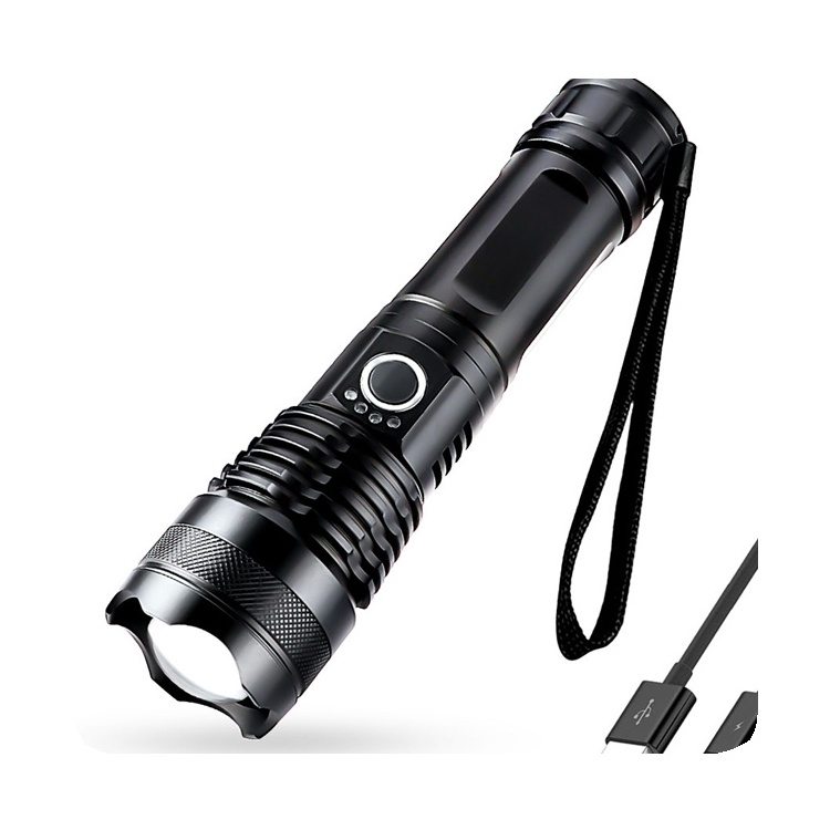 New Custom Ultra Brightest Handheld Xhp70 Led Torch Flashlight Zoomable Water-resistant High Lumens Rechargeable Usb Flashlight