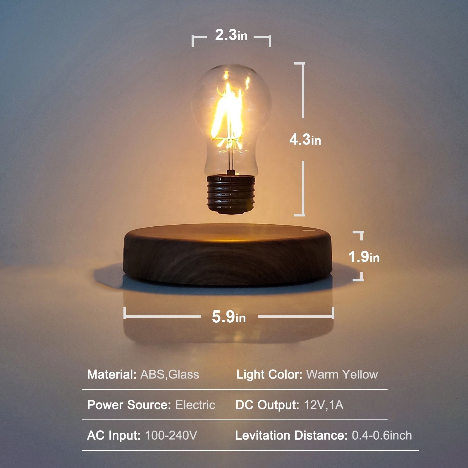 New Levitating Desk Table Lamp Magnet Lamp Floating Light Led Lamp Wood Base Magnetic Levitating Light Bulb 2024