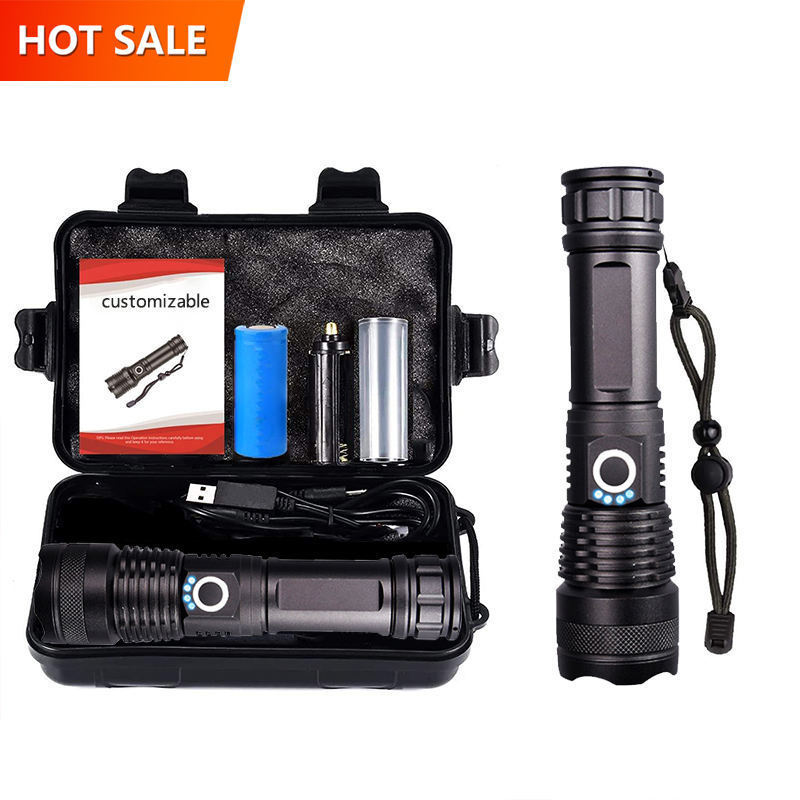 New Super Bright Zoomable Xhp50 Powerful Led Torch Flash Light Usb Rechargeable Waterproof Portable Security Tactical Flashlight