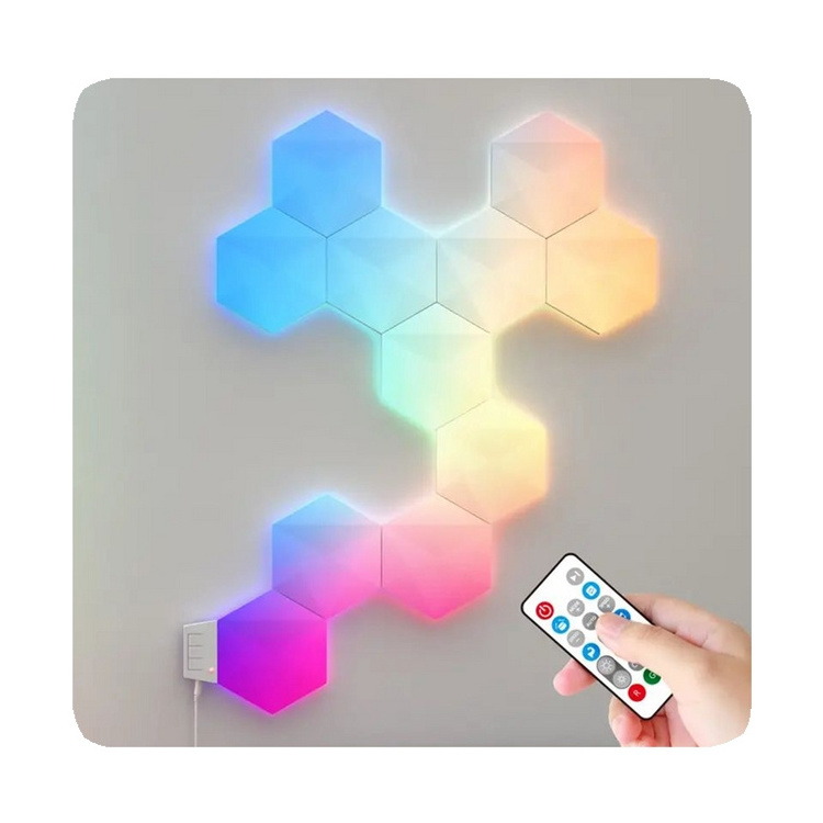 Newbahe Lighting Manufacturer Custom Ir App Rgbic Wall Panels Led Hexagon Lights For Home Decoration2024