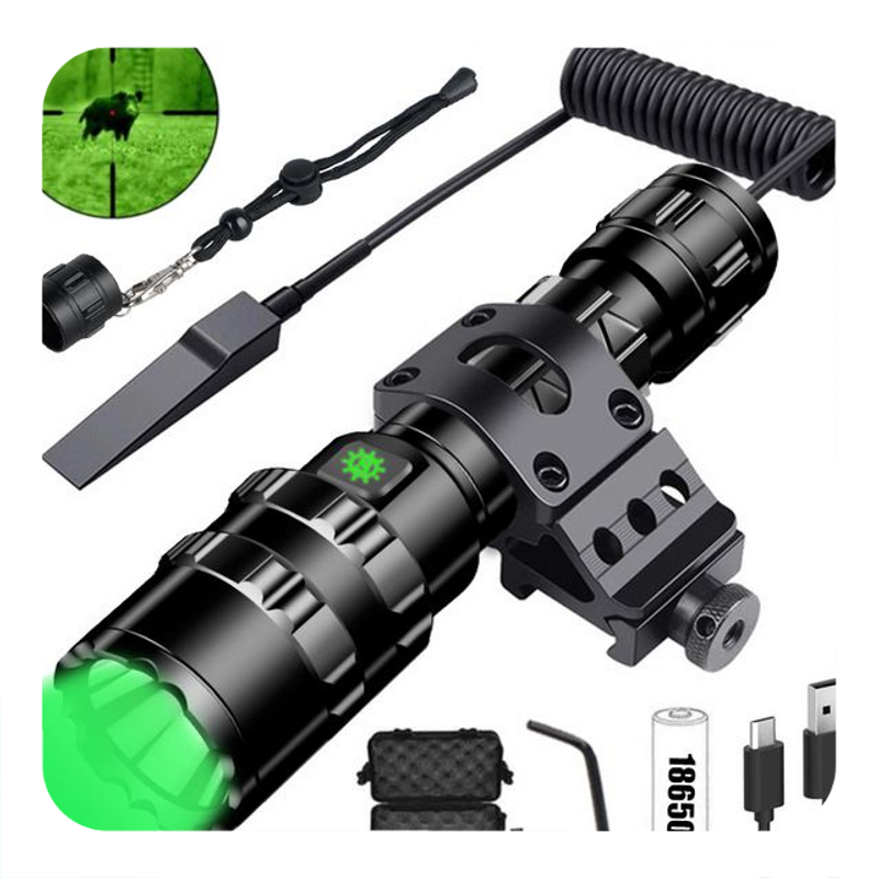 NEW Tactical Flashlight 1600 Lumens USB Rechargeable Torch Waterproof Hunting Light with Clip Hunting Shooting Gun Accessories 2