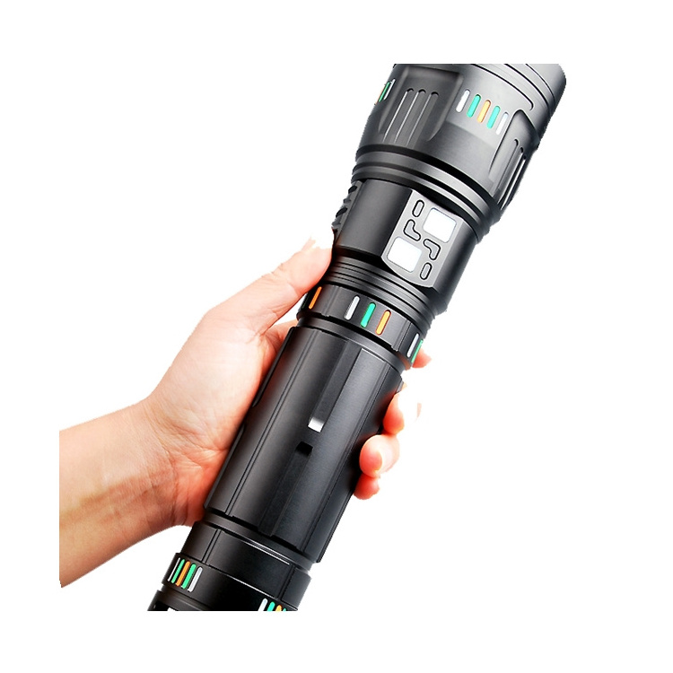 New Powerful 5000lm Torch Light Zoomable Led Flashlight Emergency Hiking Gear For Outdoor Camping Fishing 10 Rechargeable Batter