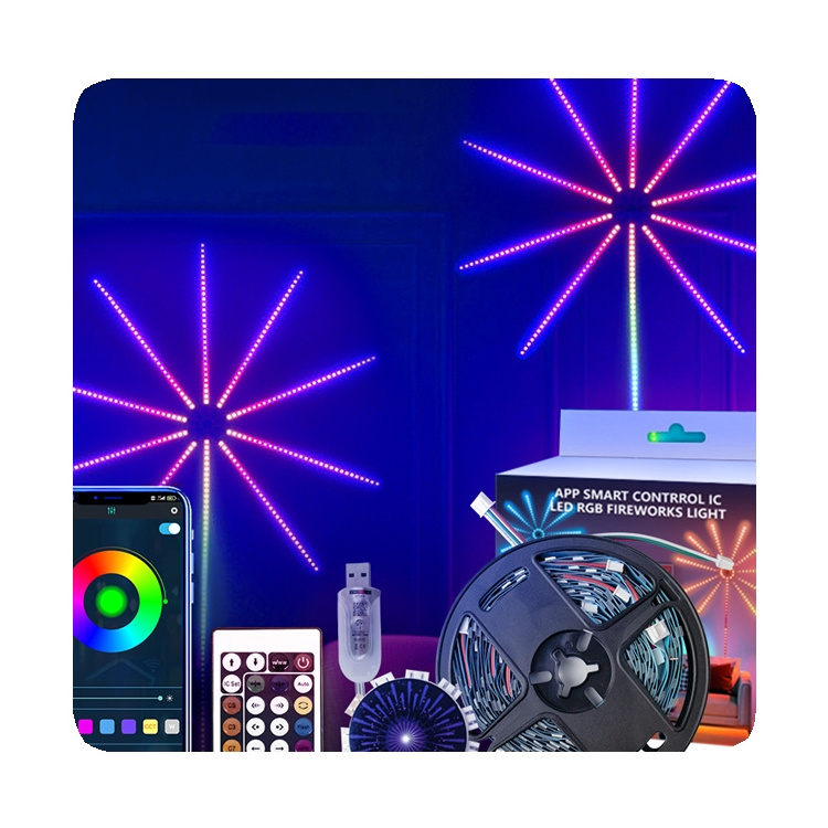 NEW 5V 5050 RGBIC Color Changing Music Sync Mode Blue tooth App Phone Control USB RGB Firework LED Strip Lights 2024