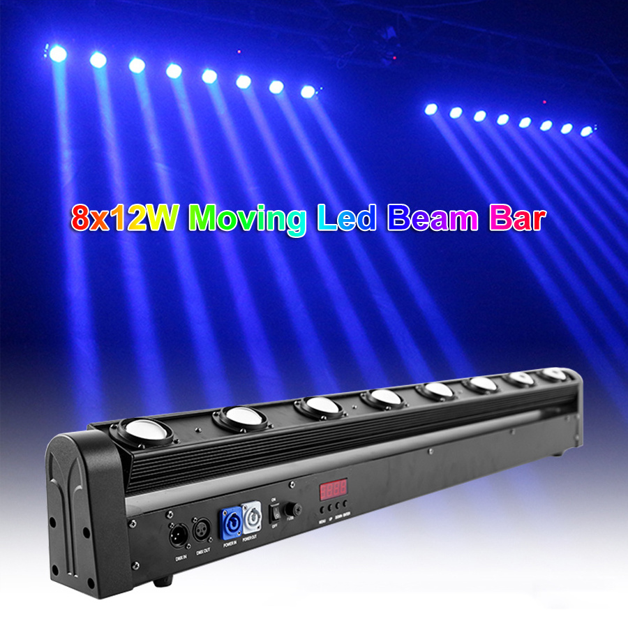 New 8x12w Moving Led Beam Bar Rgbw 4in1 8 Eyes Rgbw Beam Bar Led Lyre Disco Stage Lighting 2024