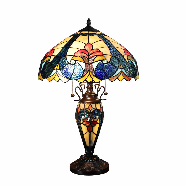 2024 New 16 Inch Handmade Glass Lamp Stained Glass Art Lighting Bedroom Vintage Retro Desk Lamp