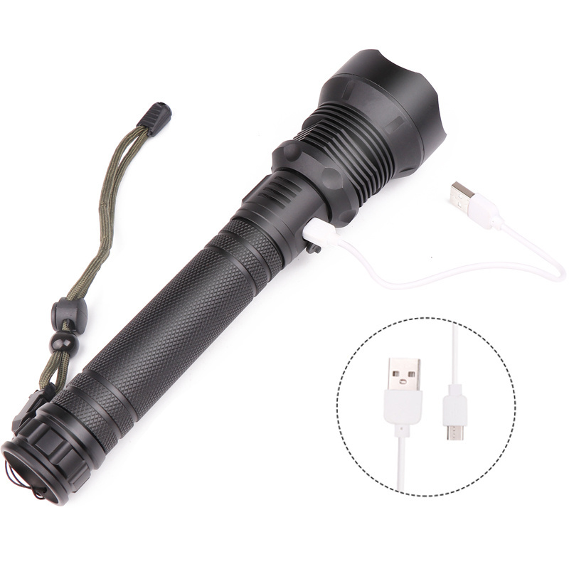 New Led Flashlight Super Bright 3 Mode Zoomable Xhp70.2 Torch Lantern Xhp70 Flashlight Powered By High Power 26650 Conjoined Bat