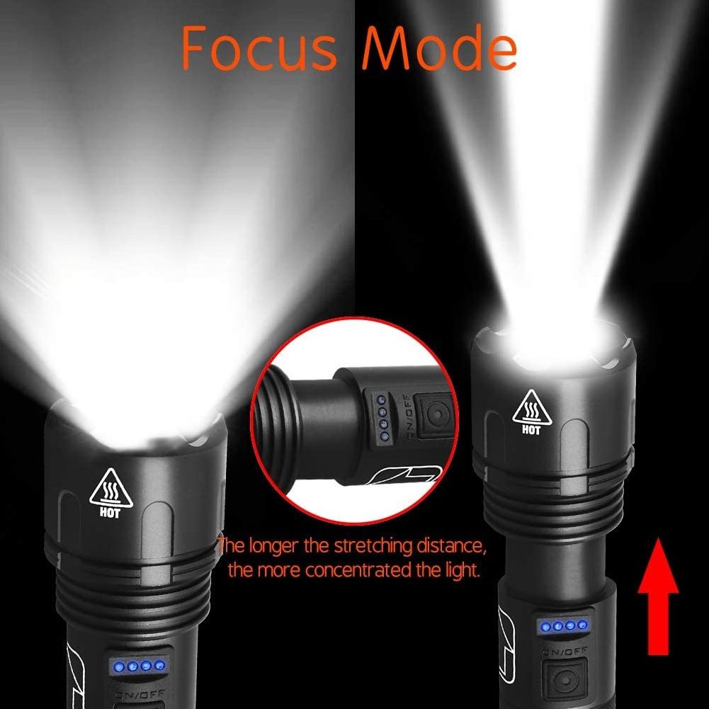 NEW Liangte High Power 4-cell Xhp50 Super Bright Led Flashlight Usb Zoom Rechargeable Light For Camping, Outdoor Flashlight 2024