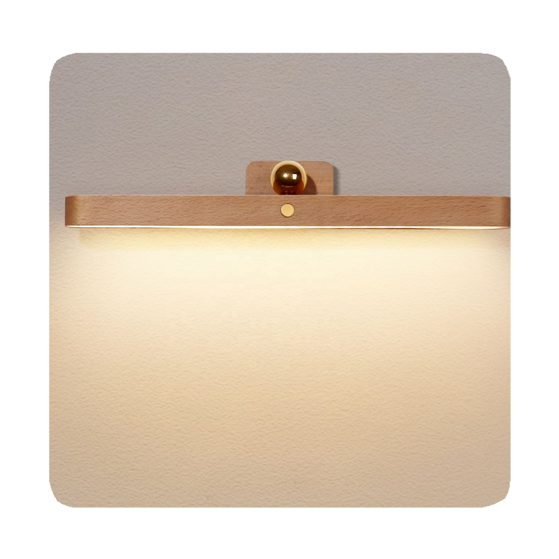 New Wooden Material Magnetic Installation Usb Rechargeable Battery Power Wireless Night Light Mirror Lamp For Bathroom 2024