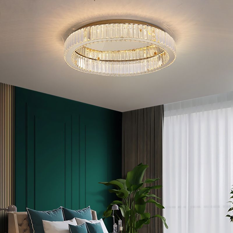 New Round Led Ceiling Light Indoor Hotel Living Room Luxury Gold Crystal Ceiling Lamp 2024