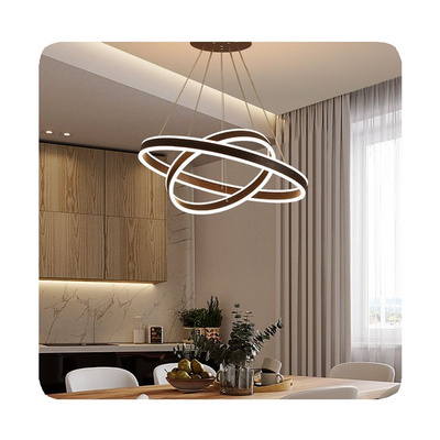 New Gold Black Led Chandeliers Ceiling Light Hotel Bedroom Gold Acrylic Round Pendant Lamp Modern Chandelier Luxury Pendant