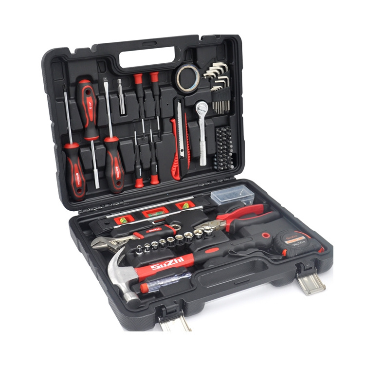 BAHE General Household Hand Tool Kit,Mixed Tool Accessory with Plastic Toolbox Storage Case and Socket Wrench Sets