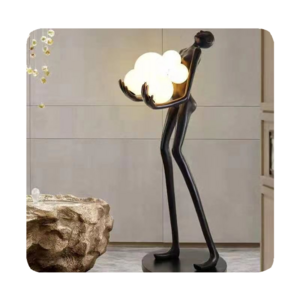 NEW Artwork Floor Lamps Human Sculpture Decor Lobby Reception Counter Post Lantern Floor Lights Humanoid Statue Light 2024