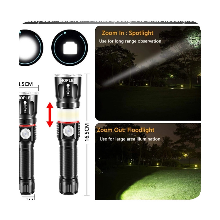 New Usb Flashlight 1000 Lumens 360 Handheld Cob Lantern T6 Tactical Zoomable With Magnetic Base Camping Torch Work Light 2024