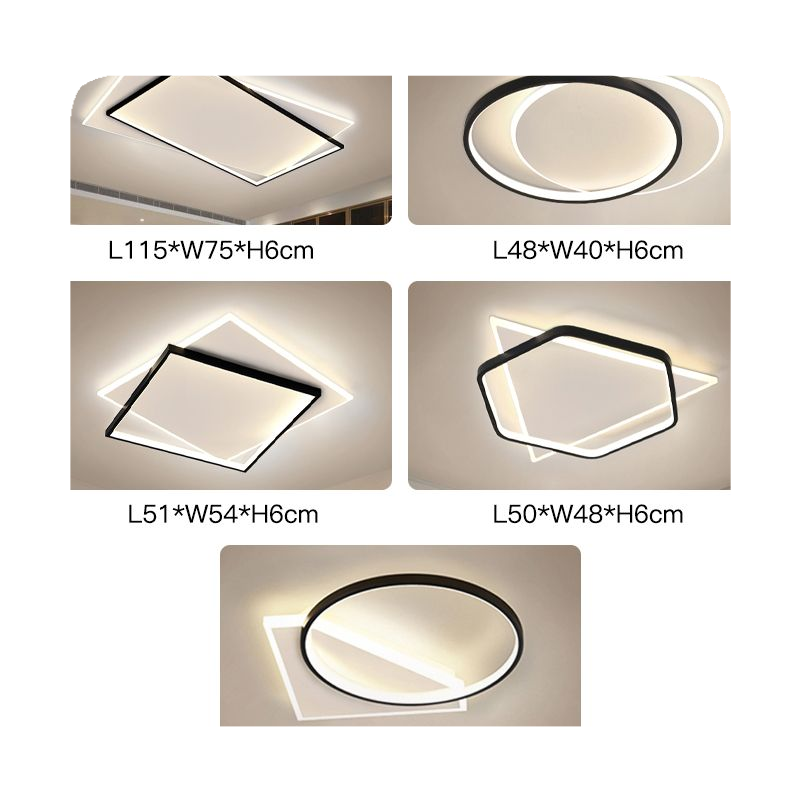 New Modern Led Ceiling Lamp Rectangle Chandelier For Living Room Bedroom Dining Room Kitchen Black Design Remote Control Light 2