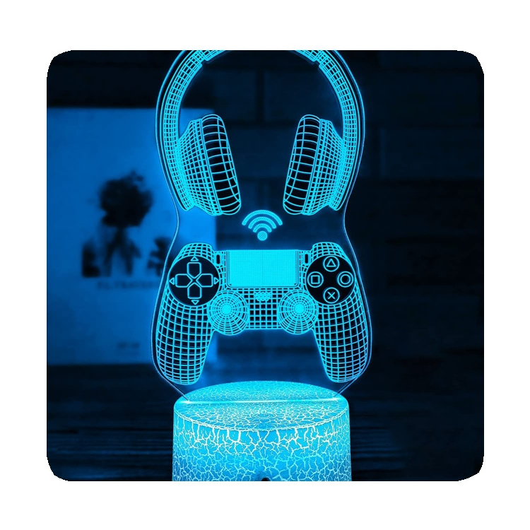 Gaming Room Desk Setup Lighting Decor Night Light on The Table Game Console LED Base 3D for Kids Bedside Gift Glass Electric 80