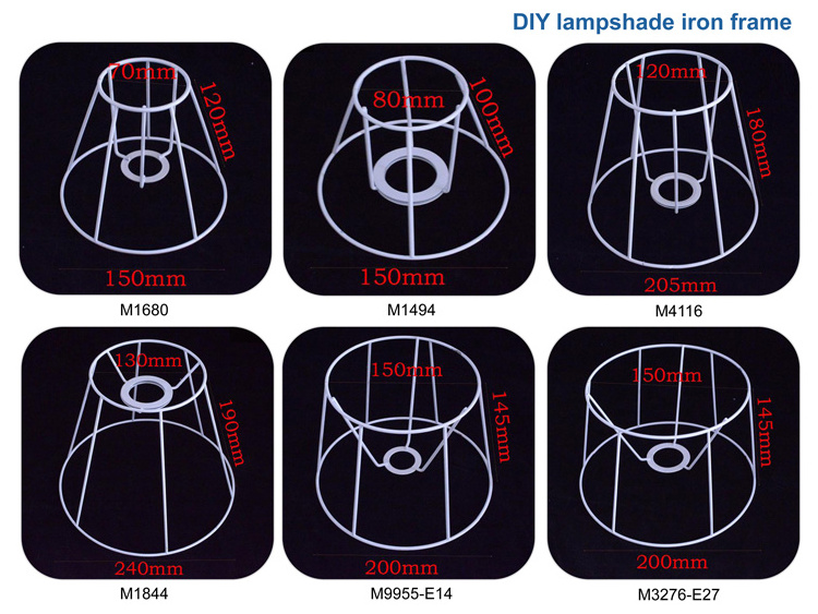 New Diy Custom Made Kd Drum Empire Rectangle White Painted Iron Wire Frame Lamp Shade Lampshade 2024