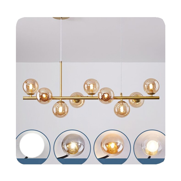 New Nordic Led Chandelier Glass Ball Hanging Pendant Lamp For The Kitchen Living Room Hall Dining Modern Iron Contemporary Light