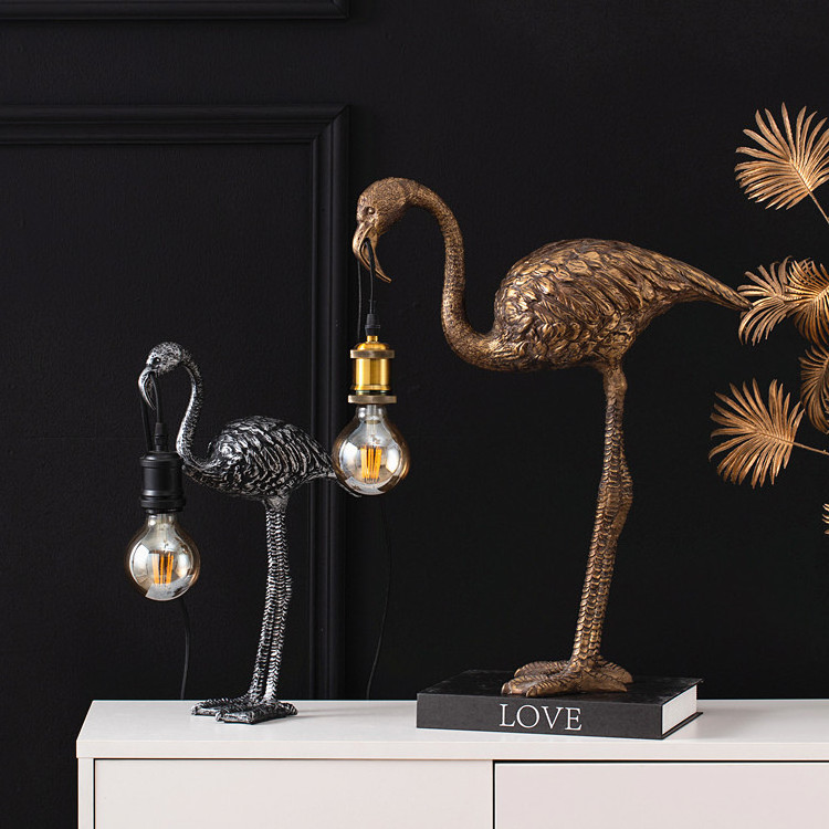 New Modern Art Abstract Decor Animal Sculpture Floor Standing Lamp Gold Resin Flamingo Luxury Floor Lamp Glass 90 Nordic Lamp