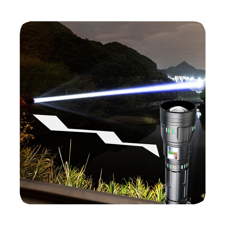 New Powerful 5000lm Torch Light Zoomable Led Flashlight Emergency Hiking Gear For Outdoor Camping Fishing 10 Rechargeable Batter