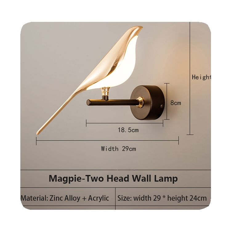 New New Bird Design Luxury Wall Light Nordic Style Wall Mounted Art Deco Modern Sparrow Led Wall Lamp Light 2024