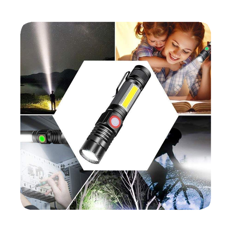 New Cob Sidelight Zoomable Camping Emergency Light Mini Led 100000 Lumens Waterproof Flashlights Torches 2024