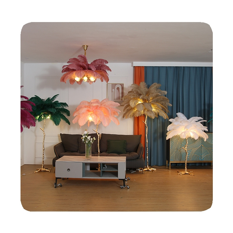 NEW Room Vibe Corner Rgb Luxury Modern Nordic Led Standing Arc Trees Light for Home Ostrich Floor Lamp 2024