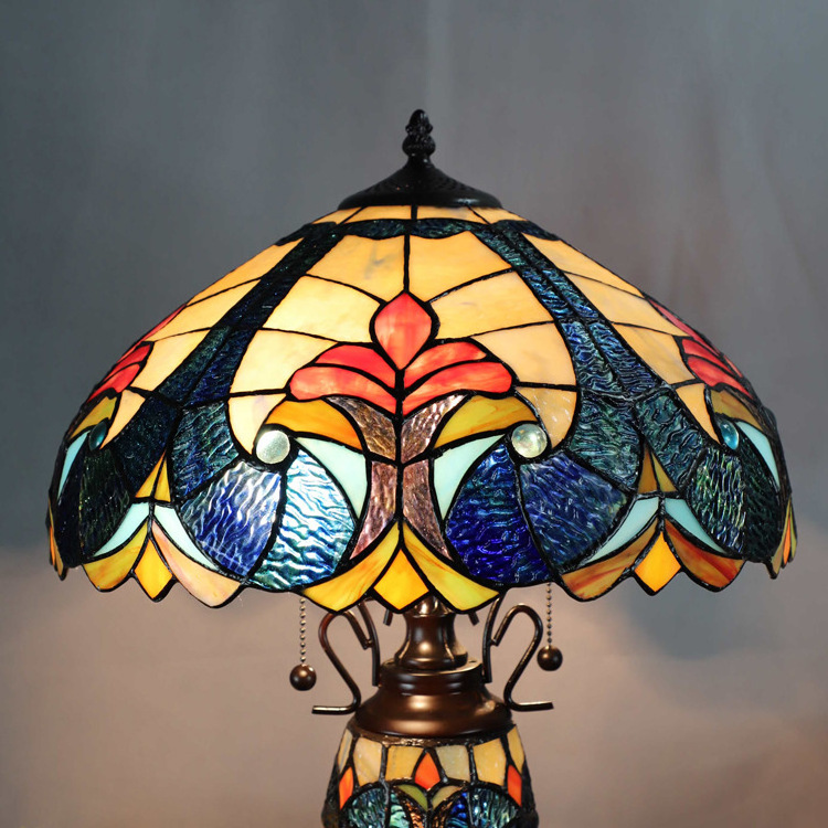 2024 New 16 Inch Handmade Glass Lamp Stained Glass Art Lighting Bedroom Vintage Retro Desk Lamp