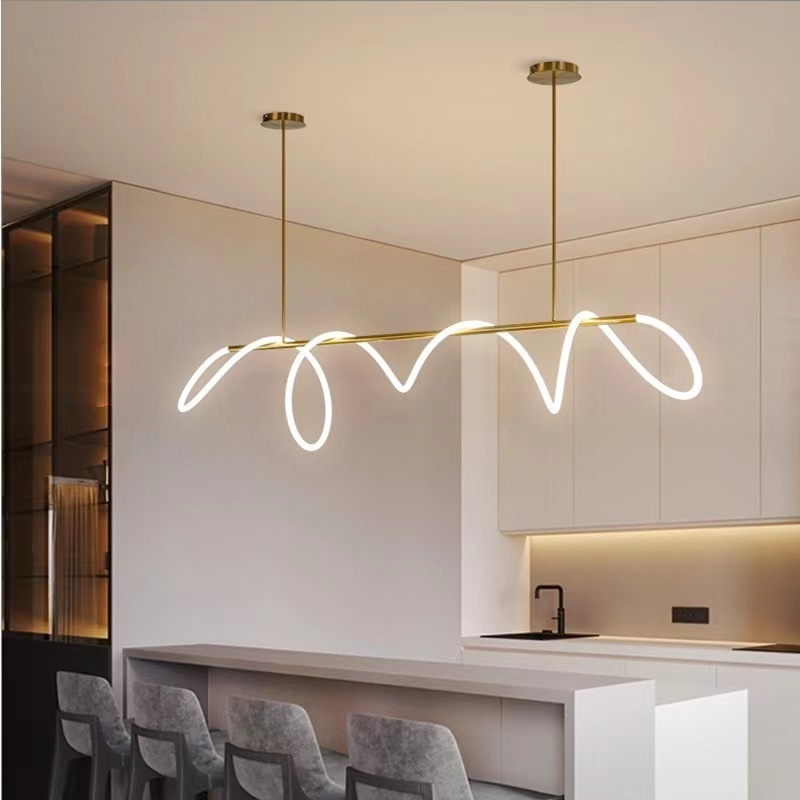 Zhongshan Restaurant Art Acrylic Flexible Tube Led Decorative Pendant Lighting Luxury Lamps Modern Rope Chandelier Living Room