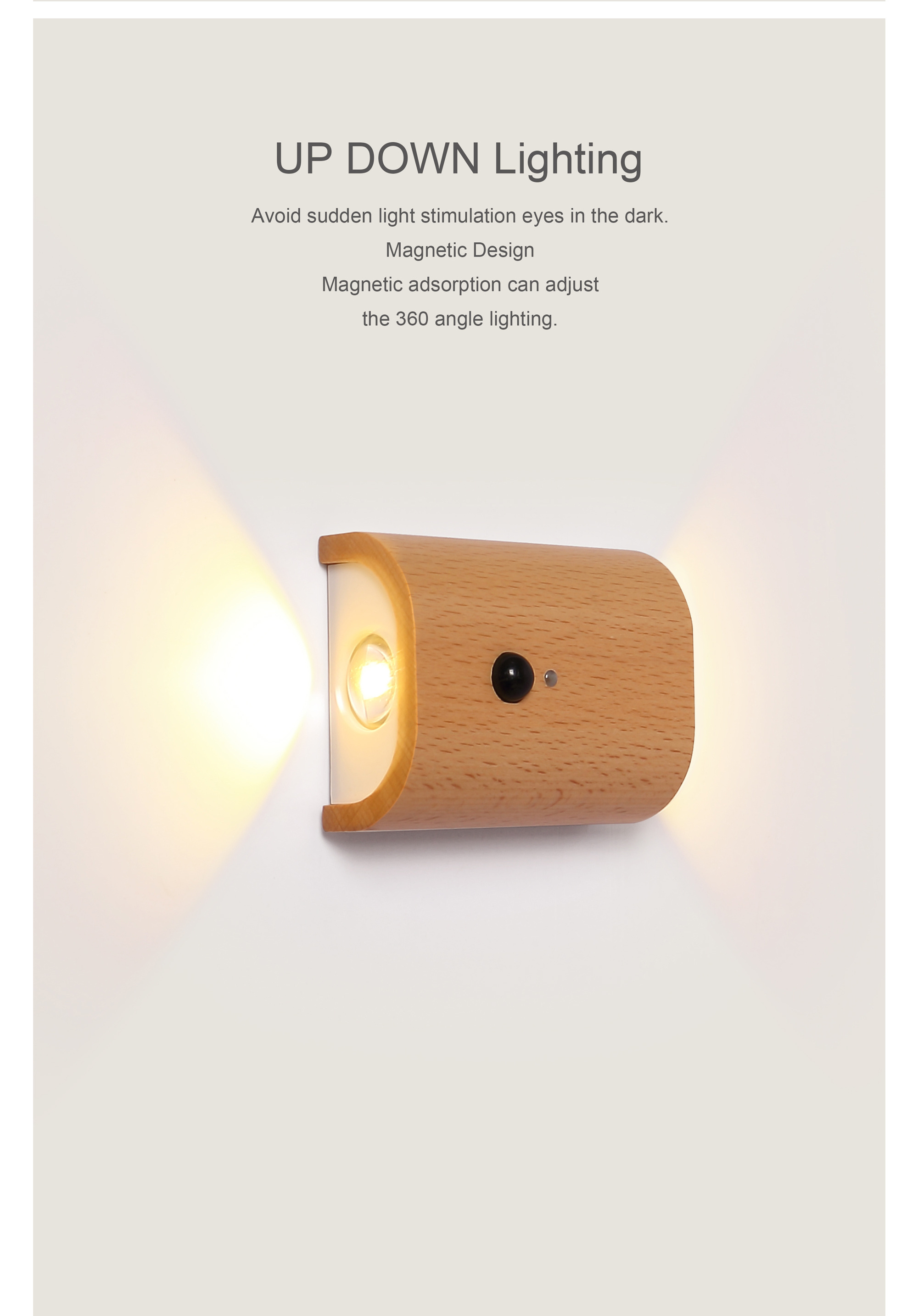 New Wooden Led Wall Sconce, Motion Infrared Sensor Night Light, Rechargeable Wall Sconce For Bedroom Hallway 2024