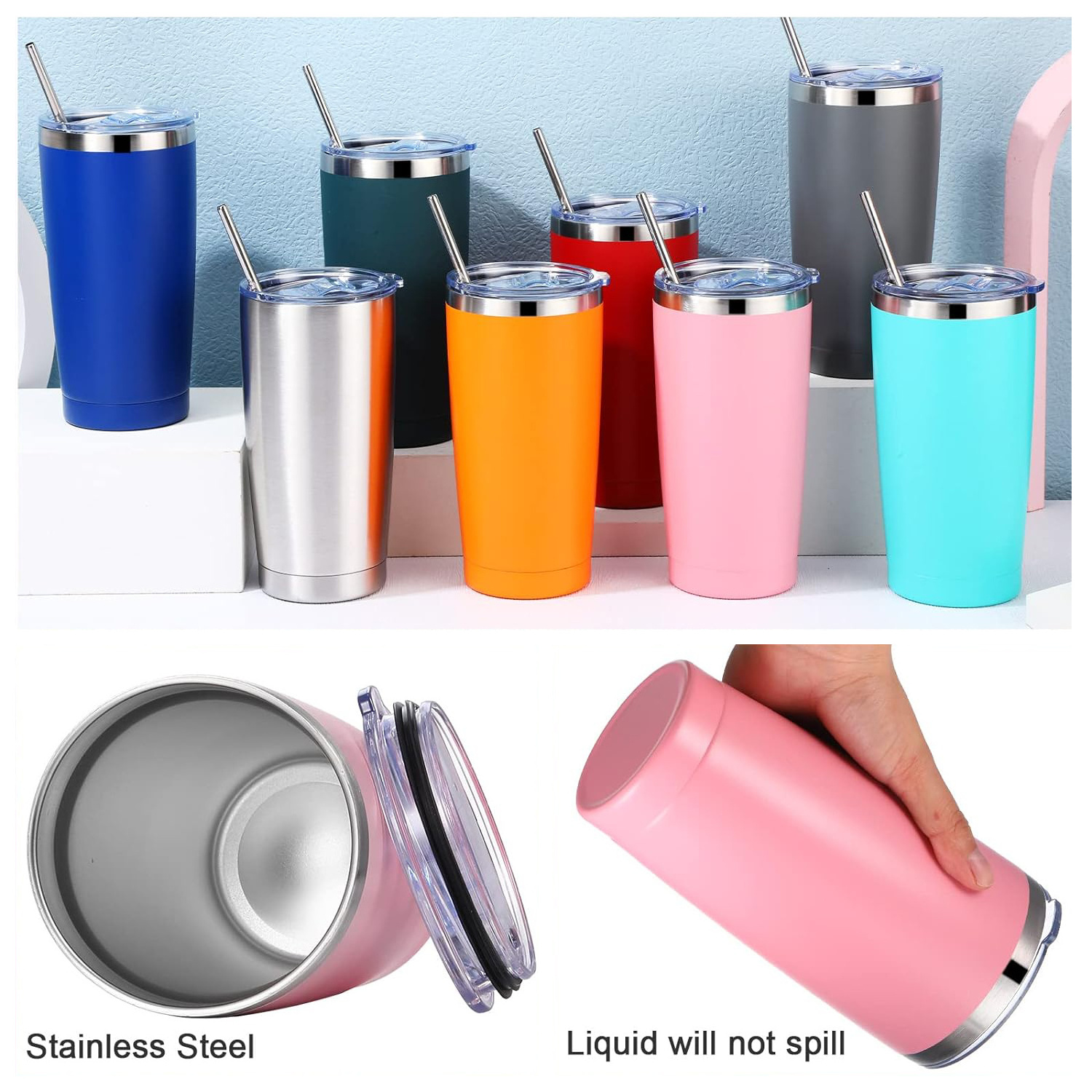 Leakproof 20 Oz Vasos Original Yety Cup Stainless Steel Vacuum Insulated Powder Coated Regular 20 Oz Tumbler With Magnetic Lid