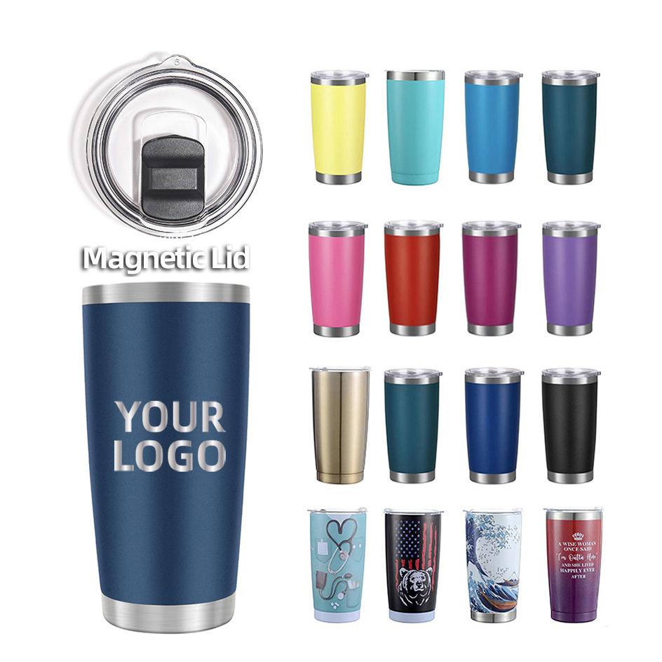 Leakproof 20 Oz Vasos Original Yety Cup Stainless Steel Vacuum Insulated Powder Coated Regular 20 Oz Tumbler With Magnetic Lid