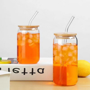 Personalized 12oz/16oz Clear Can Tumbler Plastic Libbey Cups Can Shaped Plastic Cups With Lids And Straws